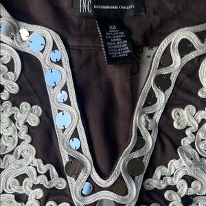 INC International Concepts Brown Maxi dress with White and Silver Accents